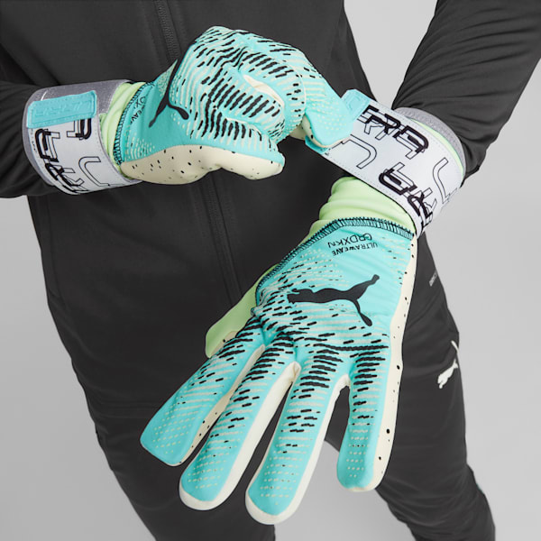 ULTRA Ultimate 1 Negative Cut Football Goalkeeper's Gloves, Electric Peppermint-Fast Yellow, large-ZAF
