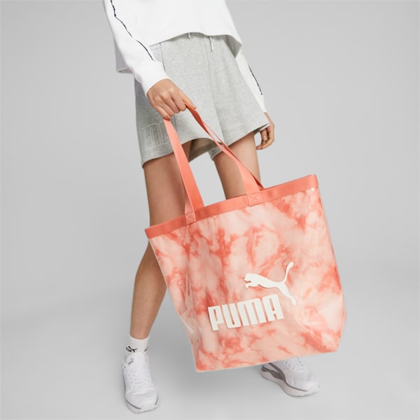 Bolso de mano Core Transparent, Hibiscus Flower-Cloud AOP, large-ARG
