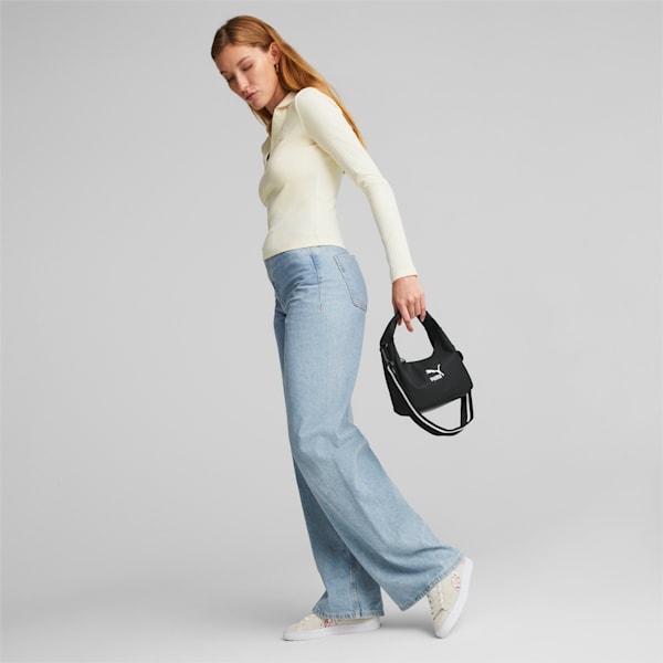 Prime Classics S Mini Hobo Bag, PUMA Black, large-ZAF