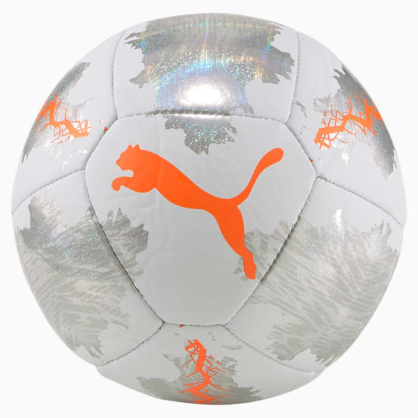 Mini pelota de fútbol PUMA Spin, Puma White-Shocking Orange-Vaporous Gray, large-ARG