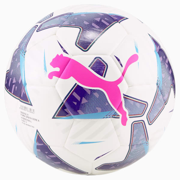 Pelota de fútbol PUMA Orbita Serie A Hybrid, Puma White-Blue Glimmer-Sunset Glow, large-ARG