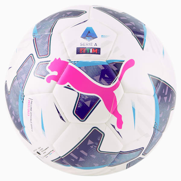 Pelota de fútbol PUMA Orbita Serie A Hybrid, Puma White-Blue Glimmer-Sunset Glow, large-ARG