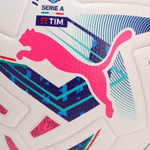 Pelota de Fútbol profesional Orbita Serie A, PUMA White-Blue Glimmer-Sunset Glow, large-ARG