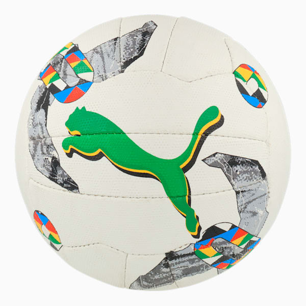 PUMA Orbita 1 Netball Match Ball, Puma White-Puma Black-Electric Blue Lemonade-Verdant Green, large-ZAF
