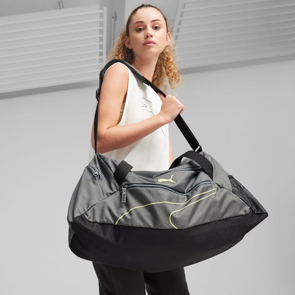 Bolso deportivo mediano Fundamentals, Mineral Gray-Lime Sheen, large-ARG