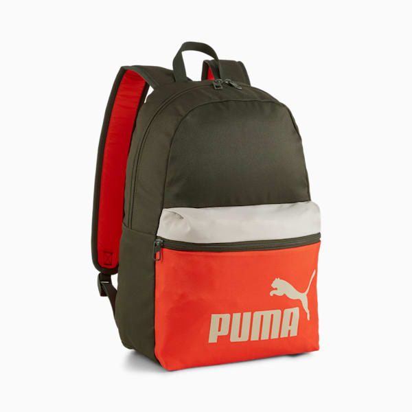 PUMA Phase Colorblock Backpack, Dark Olive-Redmazing-Desert Dust, large-ZAF
