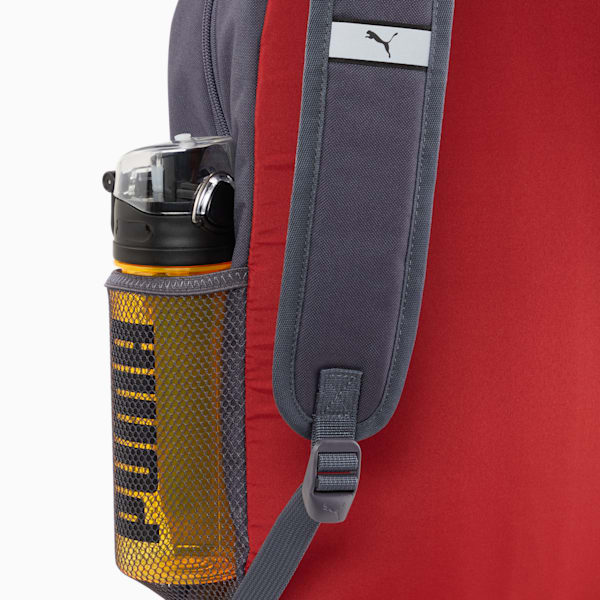 PUMA Phase Colorblock Backpack, Galactic Gray-Intense Red-PUMA White-Intense Red, large-ZAF