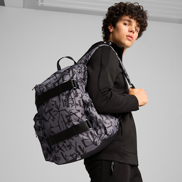 PUMA Deck Backpack, PUMA Black-Scratch Print AOP, large-ZAF