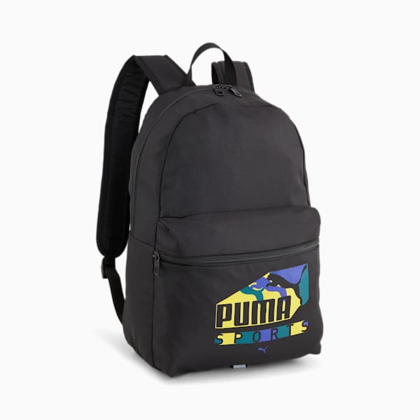 PUMA Phase Sports Print Backpack, PUMA Black-Sports Print, large-ZAF