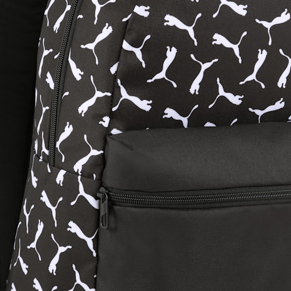 PUMA Phase All-Over Print 22L Backpack, PUMA Black-Puma Logo-AOP, large-ZAF