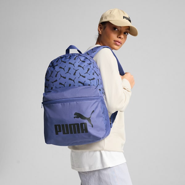PUMA Phase All-Over Print 22L Backpack, Blue Crystal-Puma Logo AOP, large-ZAF