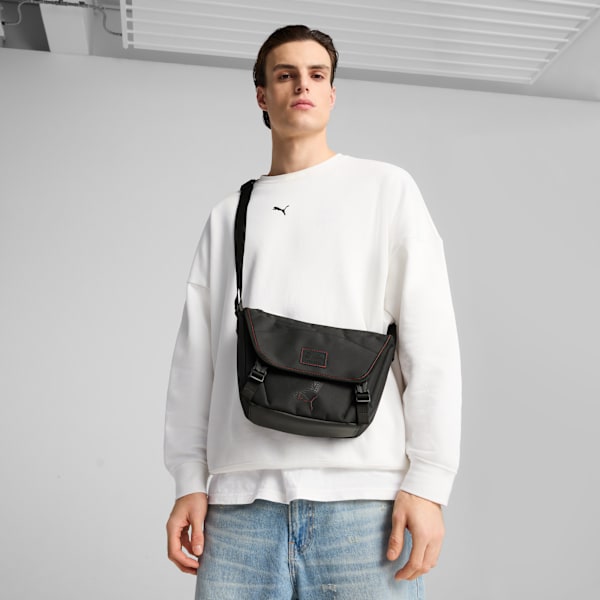 BMW M Motorsport LIFESTYLE 5L Small Messenger Bag, PUMA Black-AOP, large-MEX