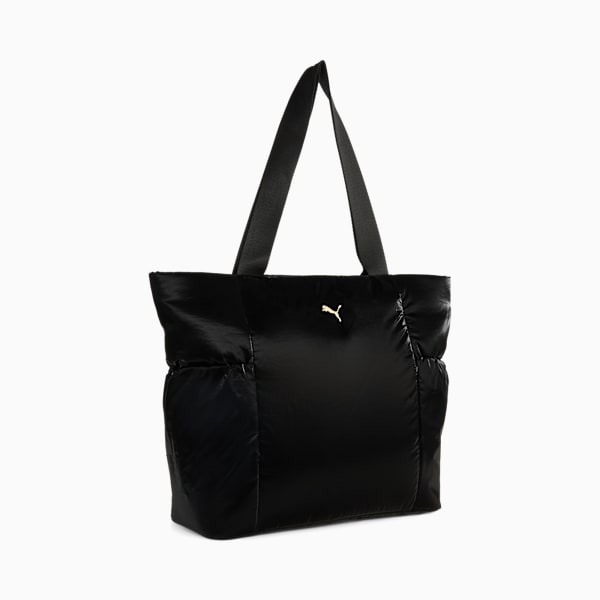 UP Shopper Bag, PUMA Black-metallic gold logo, large-ZAF