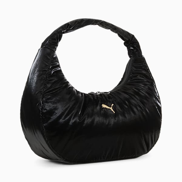 UP 5.5L Hobo Bag, PUMA Black-metallic gold logo, large-ZAF
