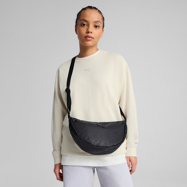 Pop 3L Half Moon Bag Women, PUMA Black-Graffiti AOP, large-ZAF