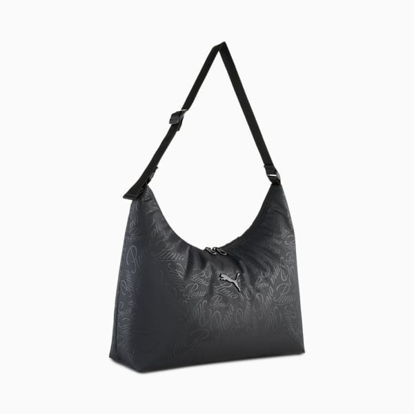 POP 7.5L Slouchy Hobo Bag, PUMA Black-Script AOP, large-ZAF