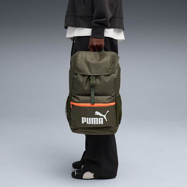 Phase Hooded 20L Backpack Youth, Dark Olive-Glowing Red, large-ZAF