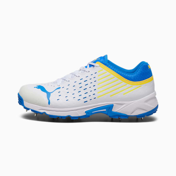 Spike 22.1 Men's Cricket Shoes, PUMA White-Ultra Blue-Yellow Blaze, large-ZAF