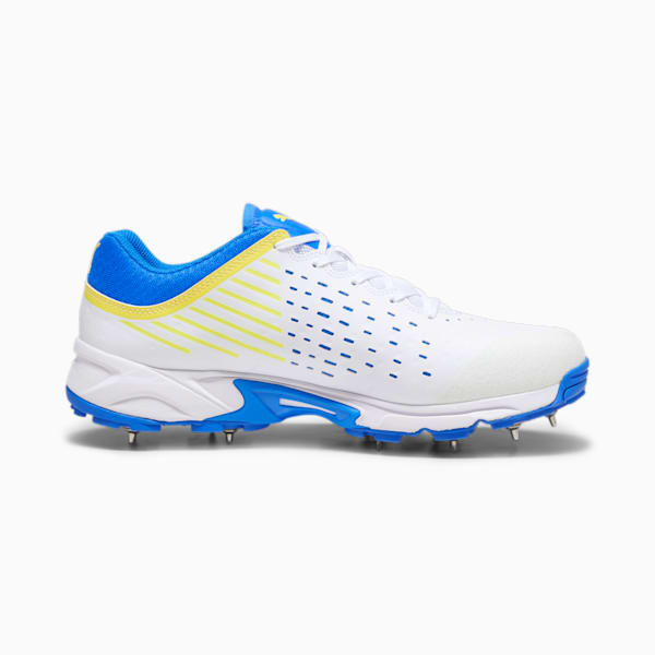 Spike 22.1 Men's Cricket Shoes, PUMA White-Ultra Blue-Yellow Blaze, large-ZAF
