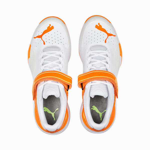Bowling 22.1 Men's Cricket Shoes, PUMA White-Ultra Orange-Fast Yellow, large-ZAF