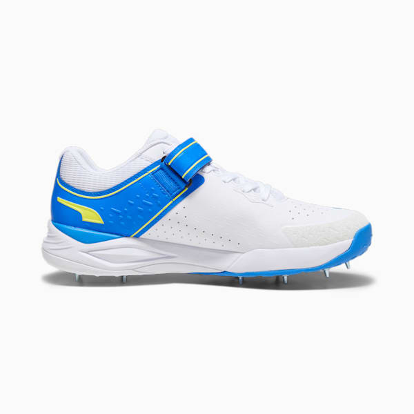 Bowling 22.1 Men's Cricket Shoes, PUMA White-Ultra Blue-Yellow Blaze, large-ZAF