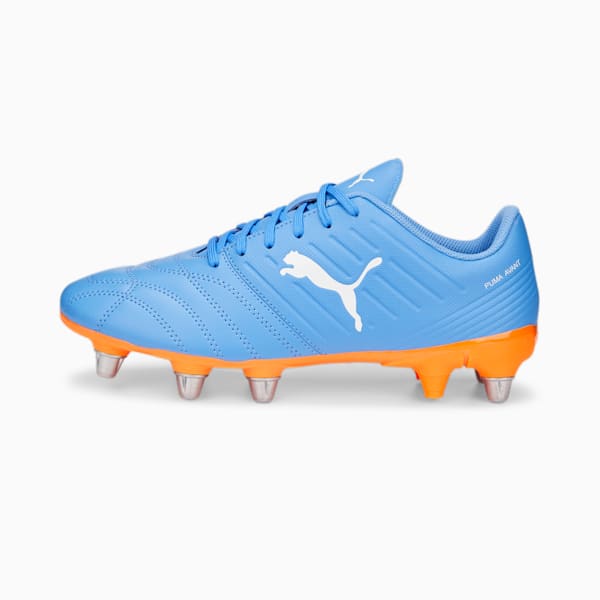 Avant Men's Rugby Boots, Blue Glimmer-PUMA White-Ultra Orange, large-ZAF