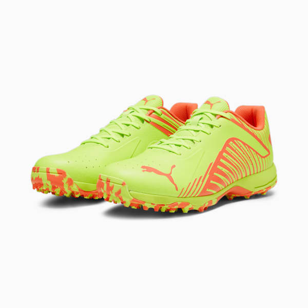 FH Rubber 22 Men's Cricket Shoes, Pro Green-Fire Orchid, large-ZAF