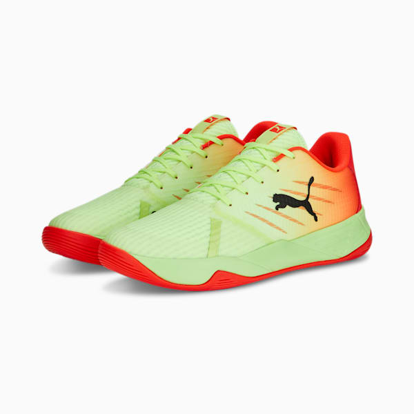 Accelerate Pro II Handball Shoes, Fast Yellow-Red Blast-PUMA Black, large-ZAF
