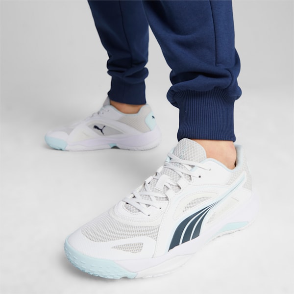 Solarstrike II Indoor Sports Shoes, Puma White-Shadow Gray-Nitro Blue, large-ZAF