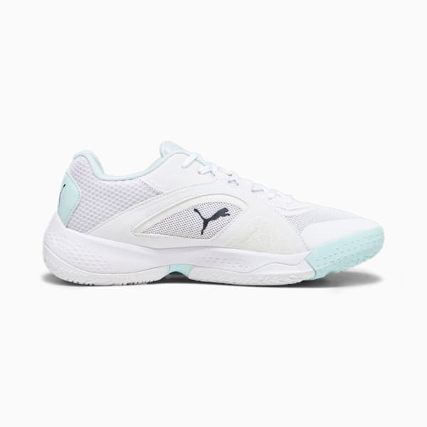 Solarstrike II Indoor Sports Shoes, Puma White-Shadow Gray-Nitro Blue, large-ZAF