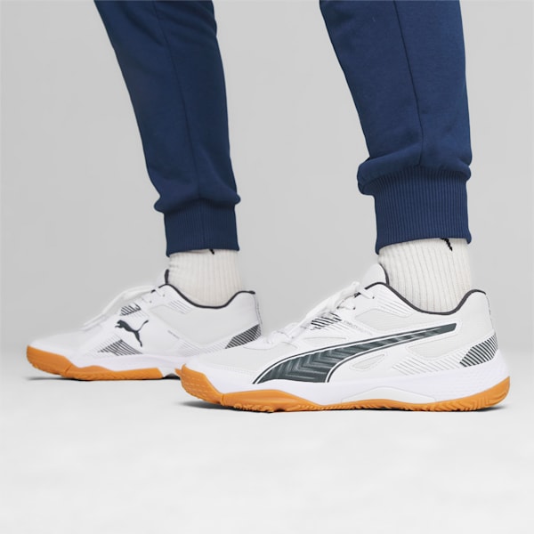 Solarflash II Indoor Sports Shoes, PUMA White-Shadow Gray-Gum, large-ZAF