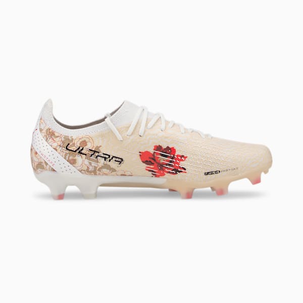 PUMA x LIBERTY Ultra FG/AG Football Boots Women, Puma White-Puma Black-Sun Kiss, large-ZAF