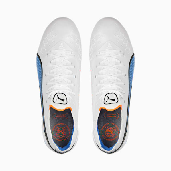 KING ULTIMATE FG/AG Football Boots Unisex, PUMA White-PUMA Black-Blue Glimmer-Ultra Orange, large-ZAF
