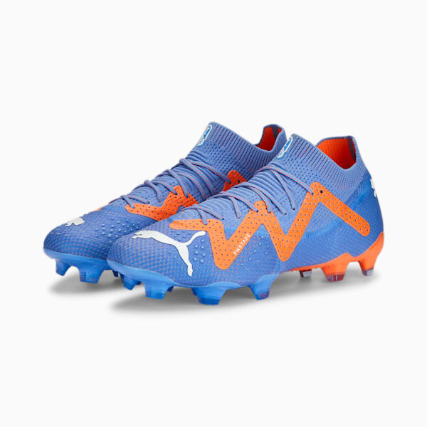 FUTURE ULTIMATE FG/AG Football Boots Women, Blue Glimmer-PUMA White-Ultra Orange, large-ZAF