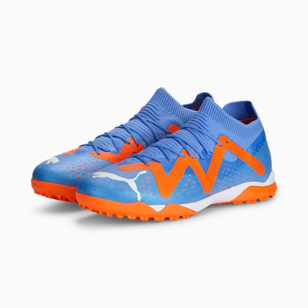 FUTURE Match TT Football Boots Unisex, Blue Glimmer-PUMA White-Ultra Orange, large-ZAF