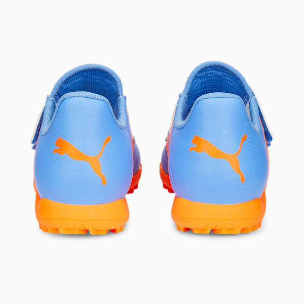 FUTURE Play TT V Football Boots Youth, Blue Glimmer-PUMA White-Ultra Orange, large-ZAF