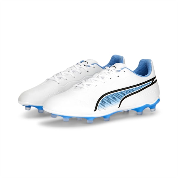 Tacos de fútbol KING Match FG/AG, PUMA White-PUMA Black-Blue Glimmer-Ultra Orange, large-MEX