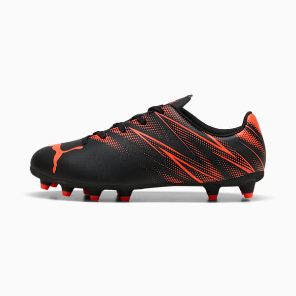 ATTACANTO FG/AG Youth Football Boots, PUMA Black-Glowing Red, large-ZAF
