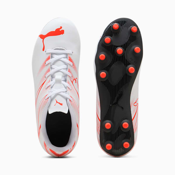 Tacos de futbol ATTACANTO FG/AG para adolescentes, PUMA White-Glowing Red, large-MEX