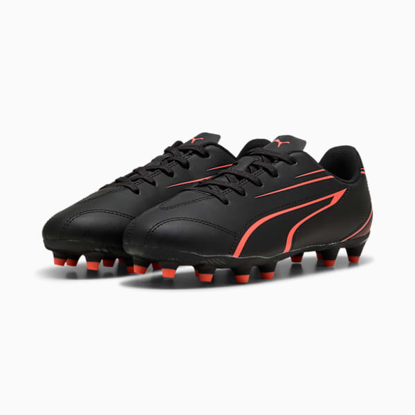 VITORIA FG/AG Youth Football Boots, PUMA Black-Glowing Red, large-ZAF