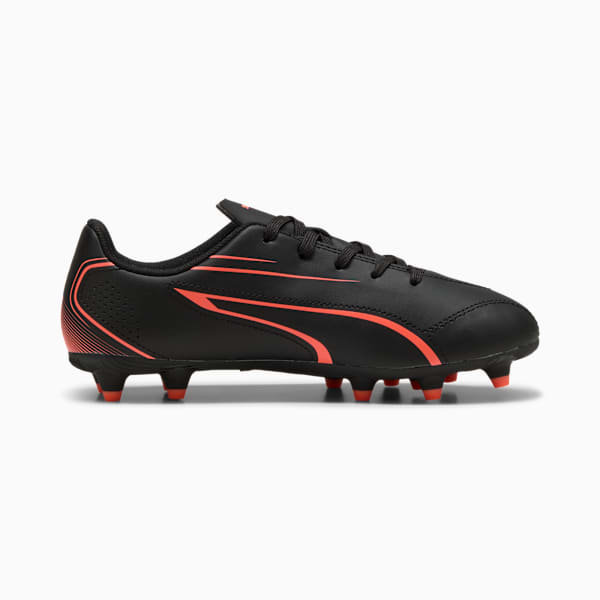 VITORIA FG/AG Youth Football Boots, PUMA Black-Glowing Red, large-ZAF