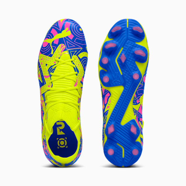 Tacos de fútbol FUTURE MATCH ENERGY FG/AG para hombre, Ultra Blue-Yellow Alert-Luminous Pink, large-MEX