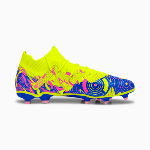 Tacos de fútbol FUTURE MATCH ENERGY FG/AG para hombre, Ultra Blue-Yellow Alert-Luminous Pink, large-MEX
