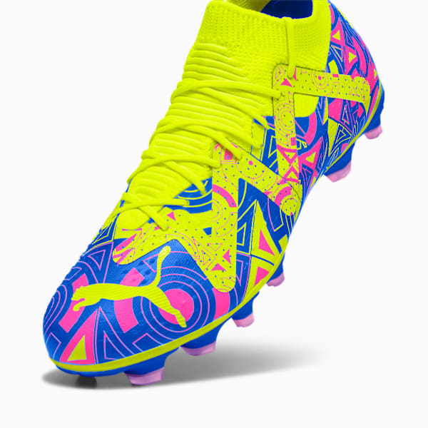 Tacos de fútbol FUTURE MATCH ENERGY FG/AG para hombre, Ultra Blue-Yellow Alert-Luminous Pink, large-MEX