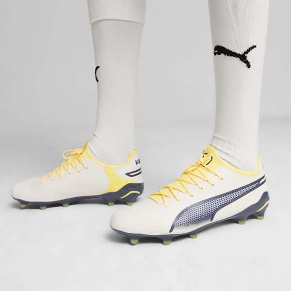 KING ULTIMATE FG/AG Football Boots Unisex, Alpine Snow-Asphalt-Yellow Blaze, large-ZAF