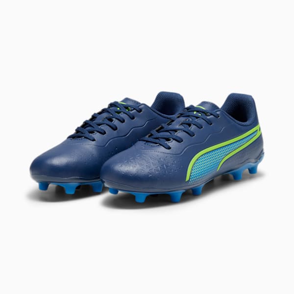 Botines de fútbol Puma KING MATCH FG/AG para niños, Persian Blue-Pro Green-Ultra Blue, large-ARG