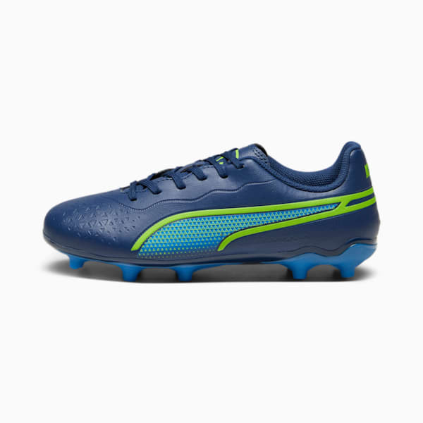 Botines de fútbol Puma KING MATCH FG/AG para niños, Persian Blue-Pro Green-Ultra Blue, large-ARG