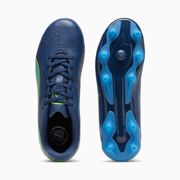 Botines de fútbol Puma KING MATCH FG/AG para niños, Persian Blue-Pro Green-Ultra Blue, large-ARG