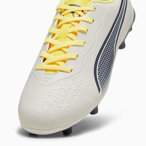 Botines de fútbol Puma KING MATCH FG/AG para niños, Alpine Snow-Asphalt-Yellow Blaze, large-ARG