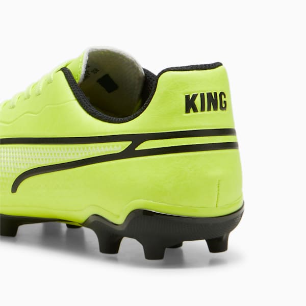 Botines de fútbol Puma KING MATCH FG/AG para niños, Electric Lime-PUMA Black-Poison Pink, large-ARG